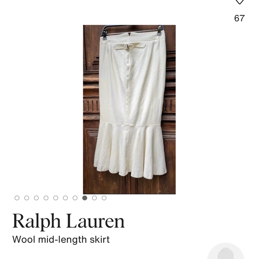 Ralph Lauren Ivory Pencil Trumpet Midi Skirt size 8 - Picture 9 of 13